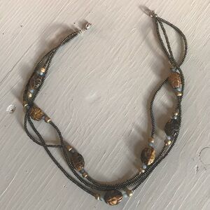 Vintage Carved Tiger Eye Beaded Necklace